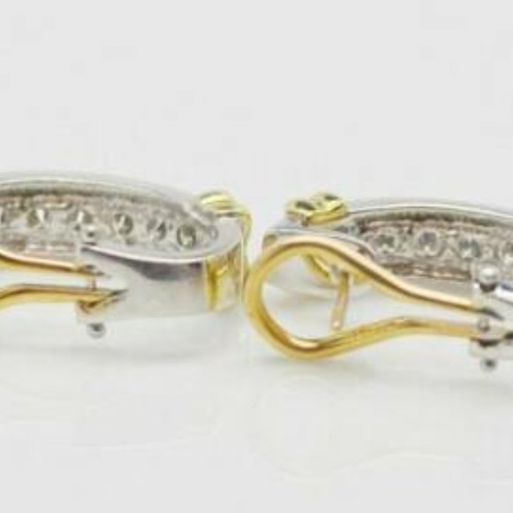 14K White/Yellow Gold Diamond Earrings - Picture 4 of 9
